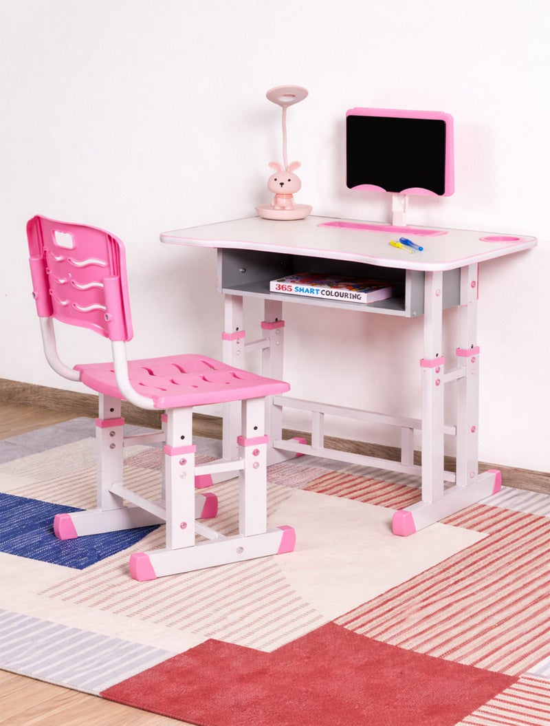 دي بلو مجموعة مكتب دراسة وكرسي للأطفال قابلة للتعديل، طاولة تعليمية بتصميم مريح، بناء آمن، مساحة تخزين كبيرة، مثالية للتعلم المنزلي، إبداع الحضانة الذي ينمو مع طفلك - Image 1